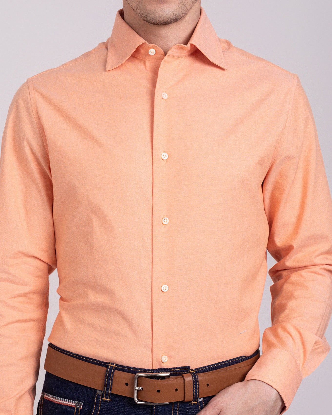 Apricot Orange Pinpoint Oxford Shirt