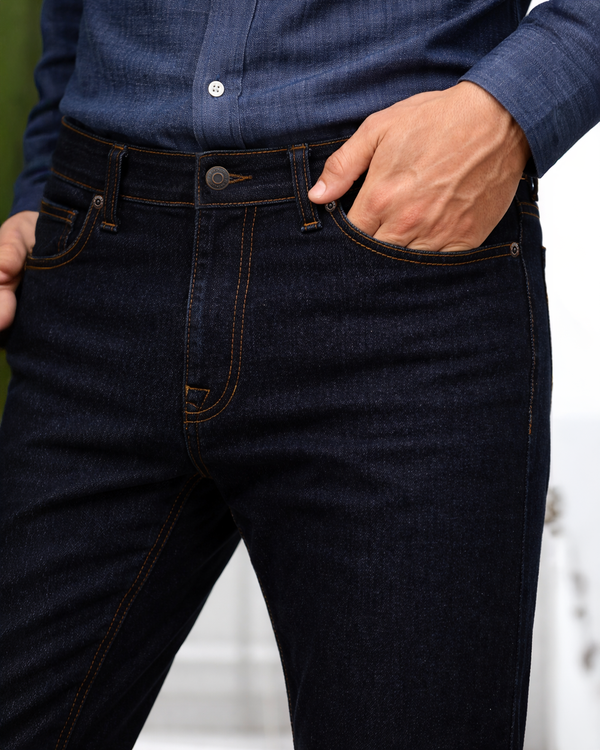 Fade Washed Dark Indigo Jeans