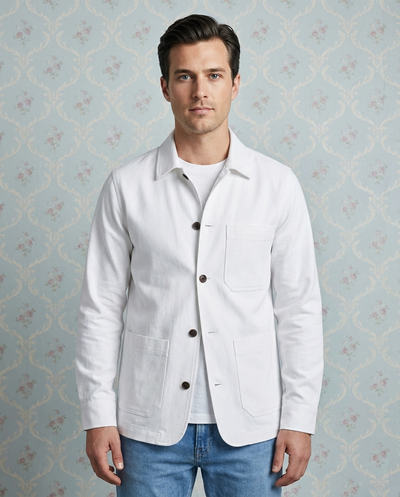 Fresco Cotton White Shirt Jacket