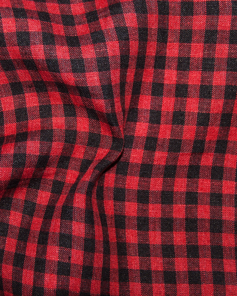 Linen:Red Black Gingham Checks