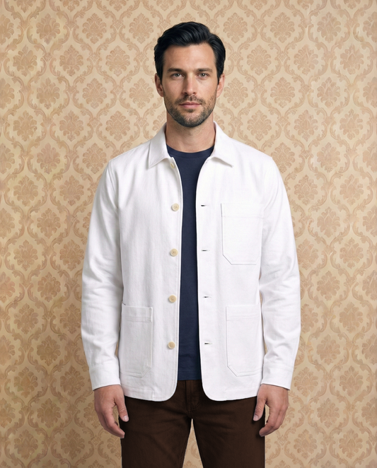 Fresco Cotton White Shirt Jacket