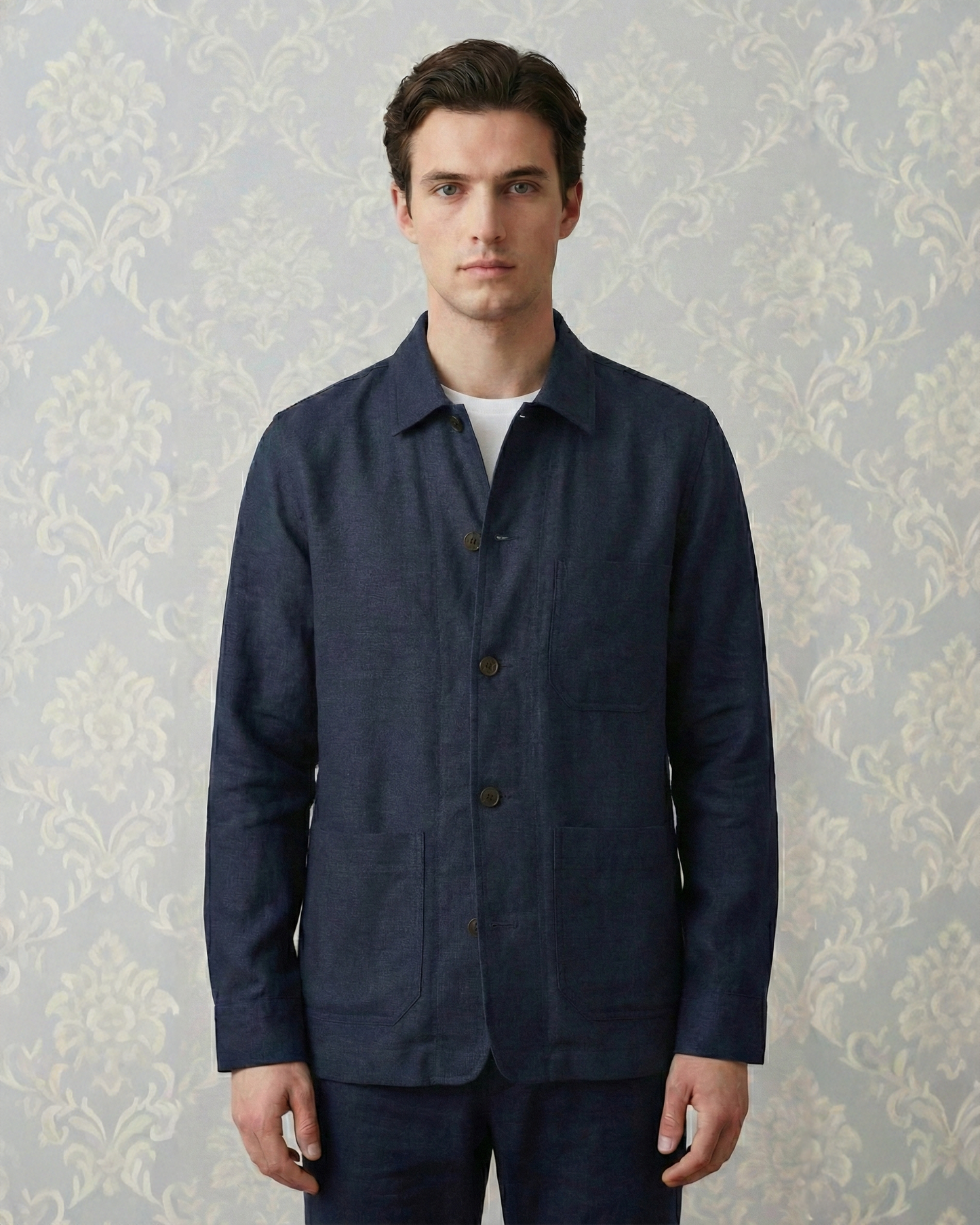 Fresco Cotton Ink Blue Shirt Jacket