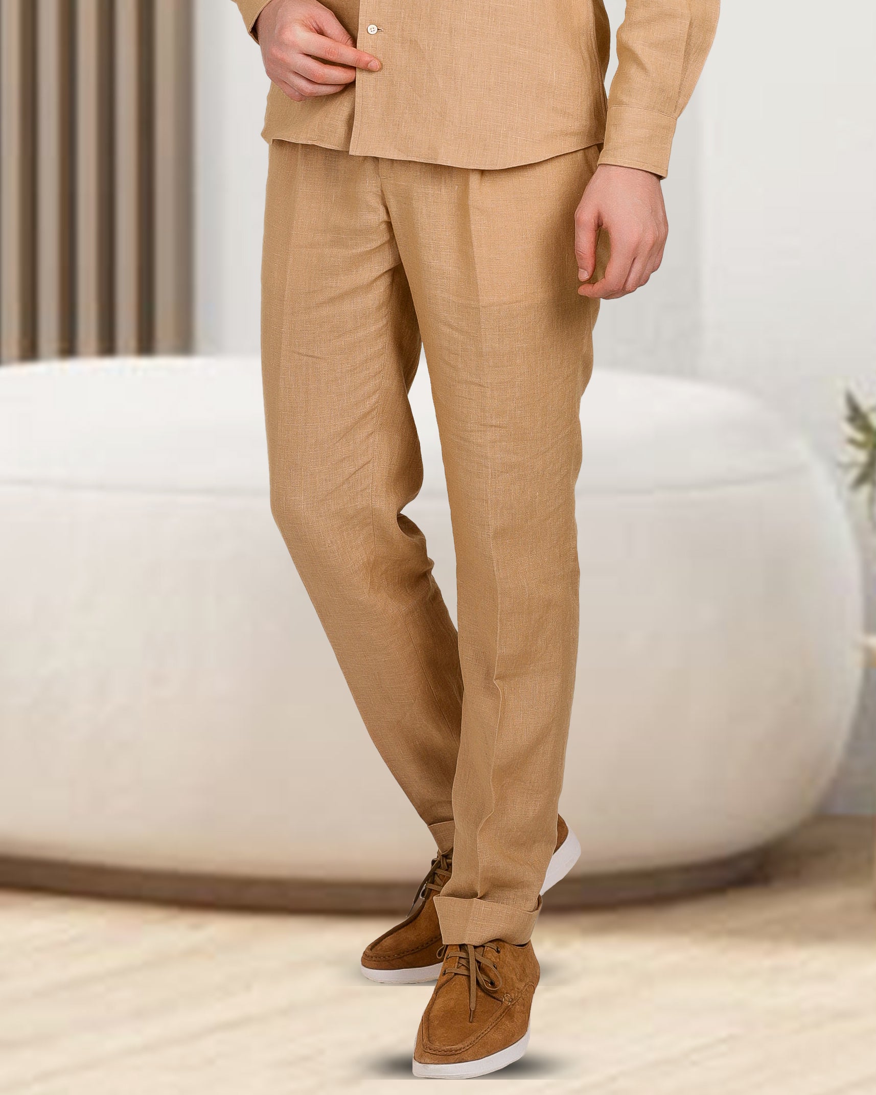 Custom Men's Linen Pants Golden Linen Dress Pants – Luxire Custom Clothing