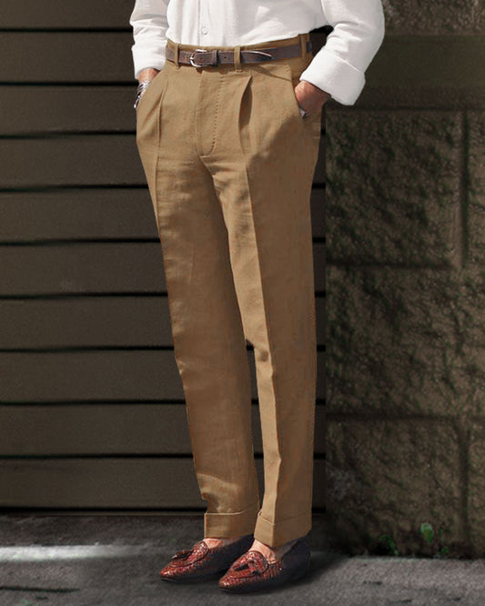 Linen Fresco Golden Brown Dress Pant