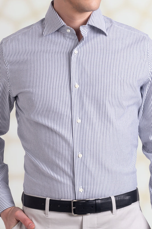 Grey University Stripes Oxford Shirt