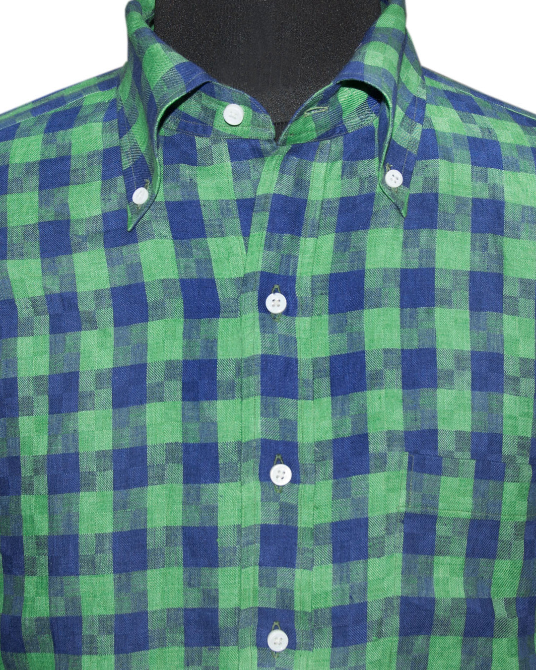 Linen: Indigo Blue Green Madras Gingham - 5