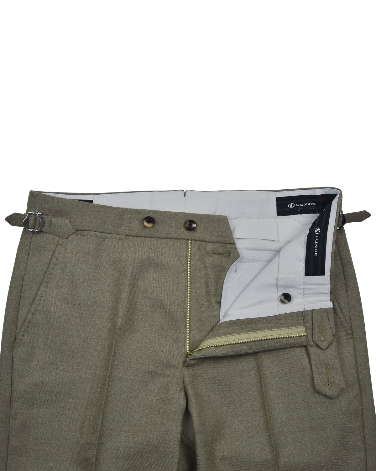 Dugdale Olive Wool Flannel Dress Pant - 3