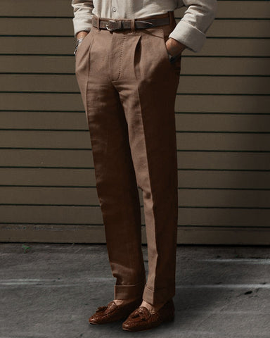 Linen Fresco Brown Dress Pant