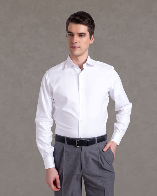 Monti Diagonal White Twill Shirt