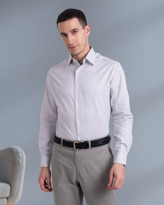 Monti White & Black Pin Stripes Shirt