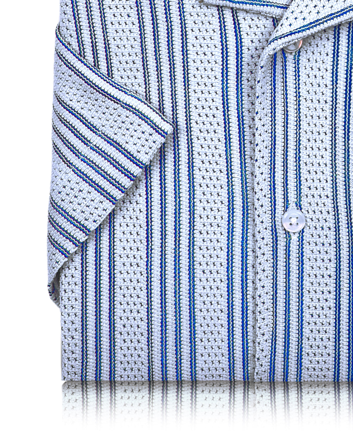 Summer Camp Collar Casual Shirt in White and Blue Stripes - 10