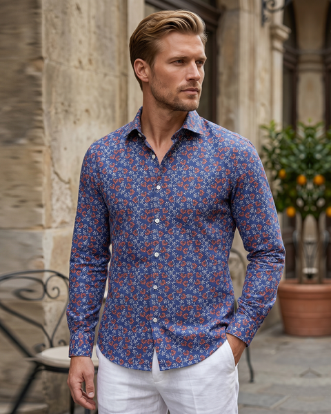 Getzner Floral Printed Shirt on Blue