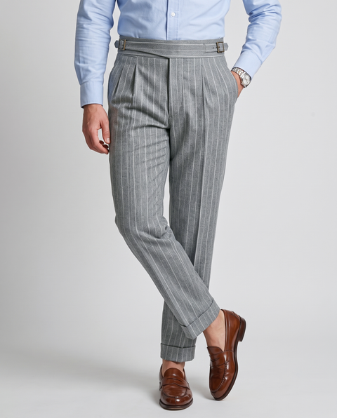 VBC Granite Grey Striped Wool Pants