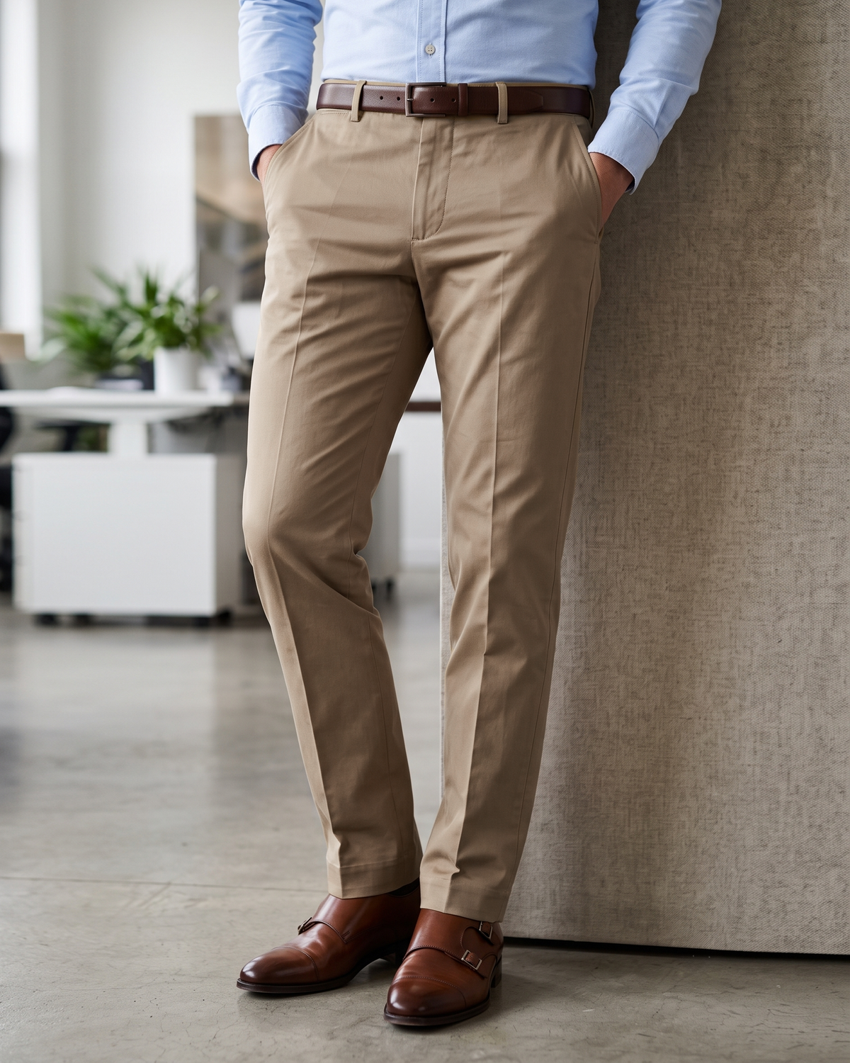 British Khaki Cotton Dress Pant - 1