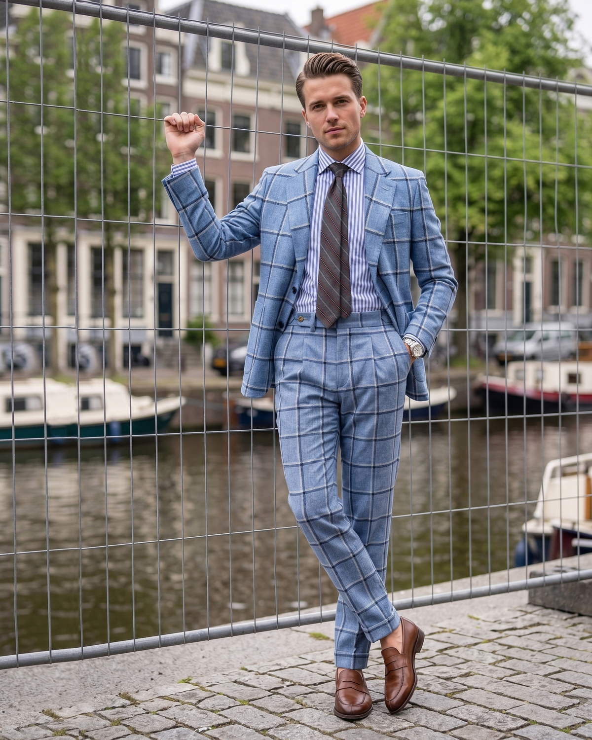 Dugdale Light Blue Windowpane Tweed - 2