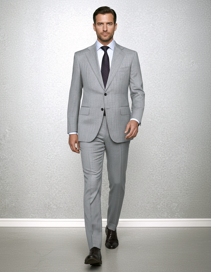 Washable Wool Suit: Light Grey - 4