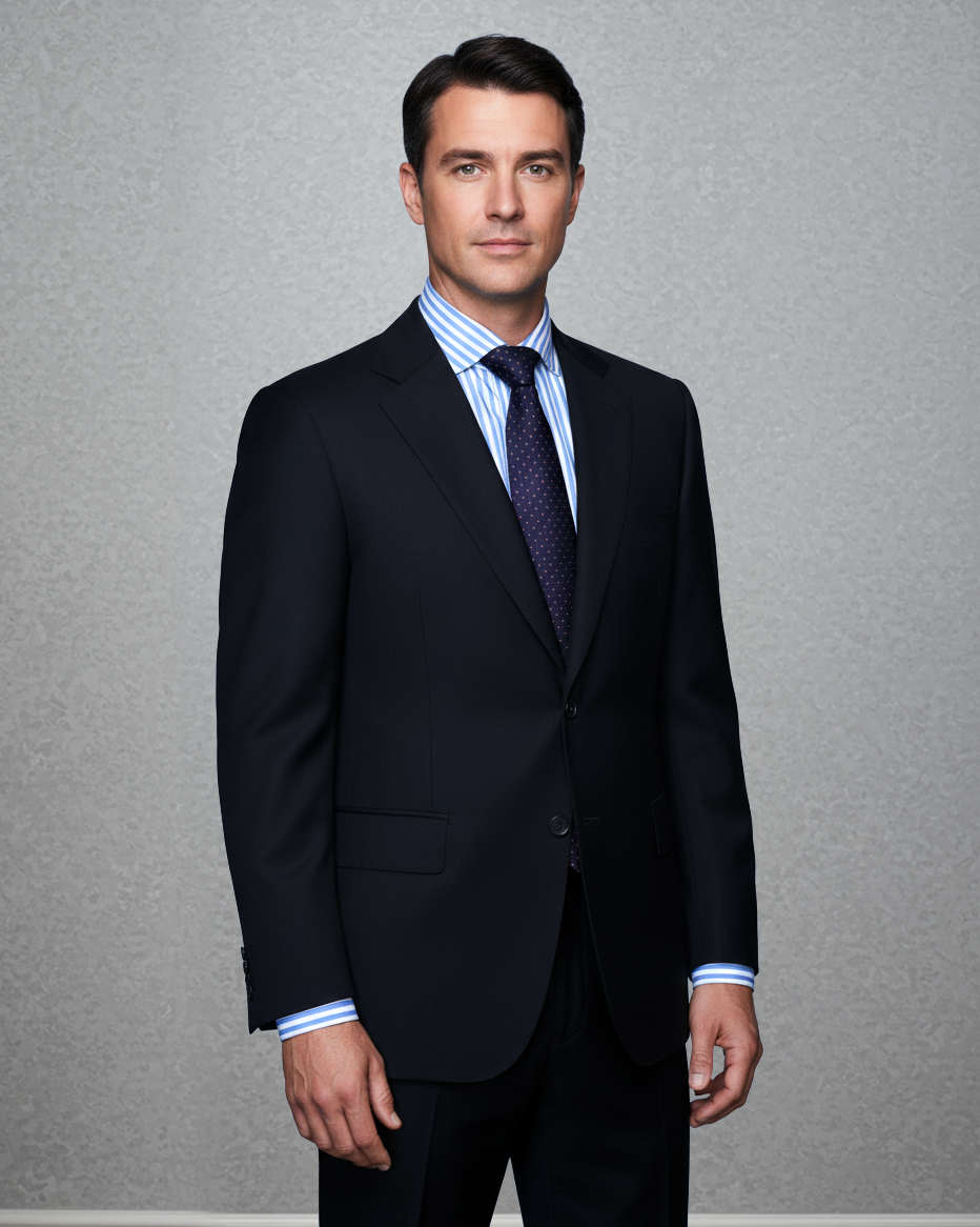 Washable Wool Suit: Black - 1