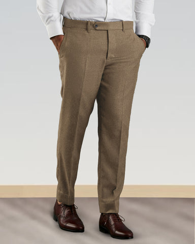 Dugdale Fawn Brown Wool Flannel Dress Pant