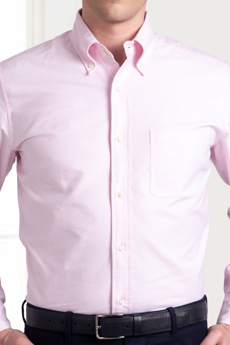 Men'S Premium Cotton Oxford Solid Shirt | Pink