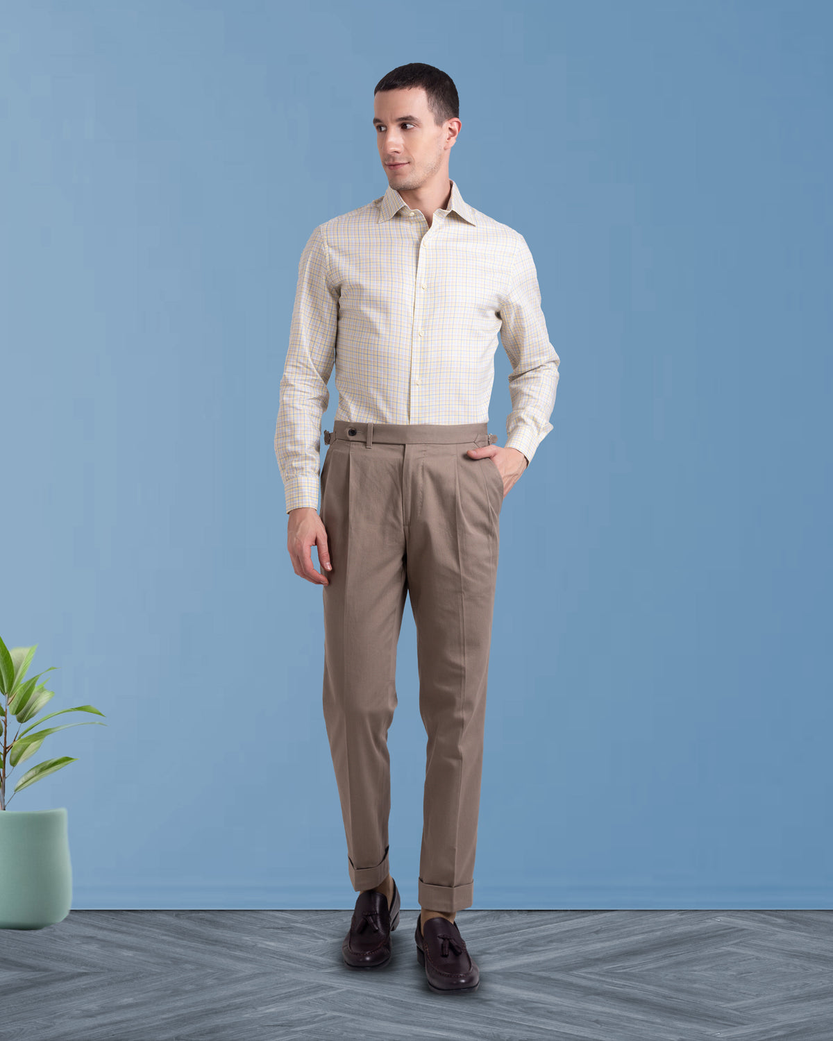 Pleated Sondrio Drab Twill Pant - 2