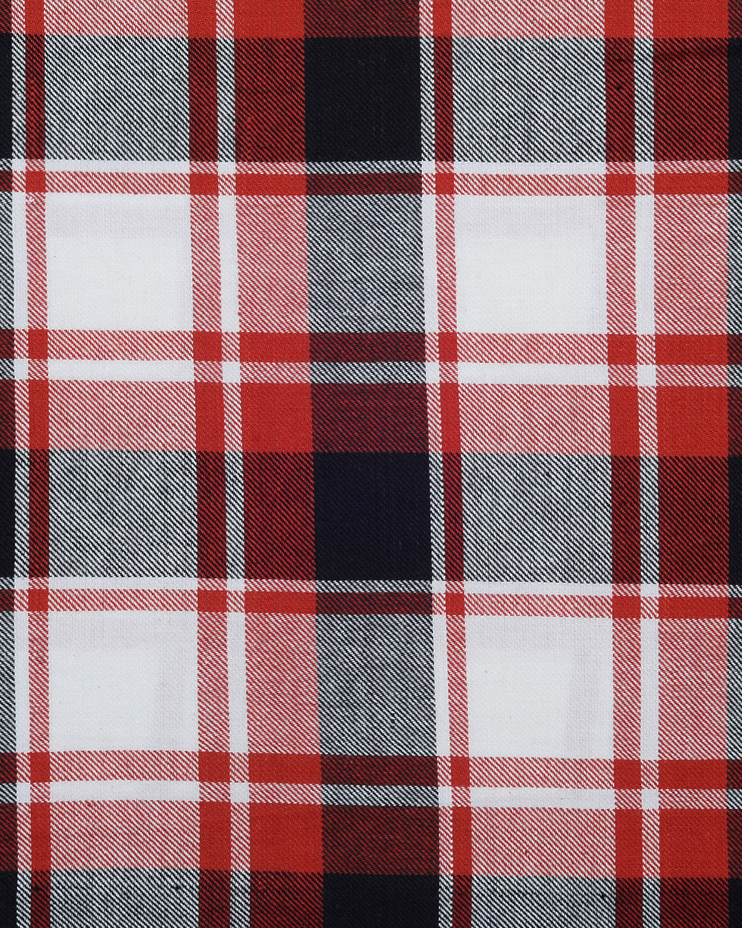 Bold Twill Red Black Checks on White
