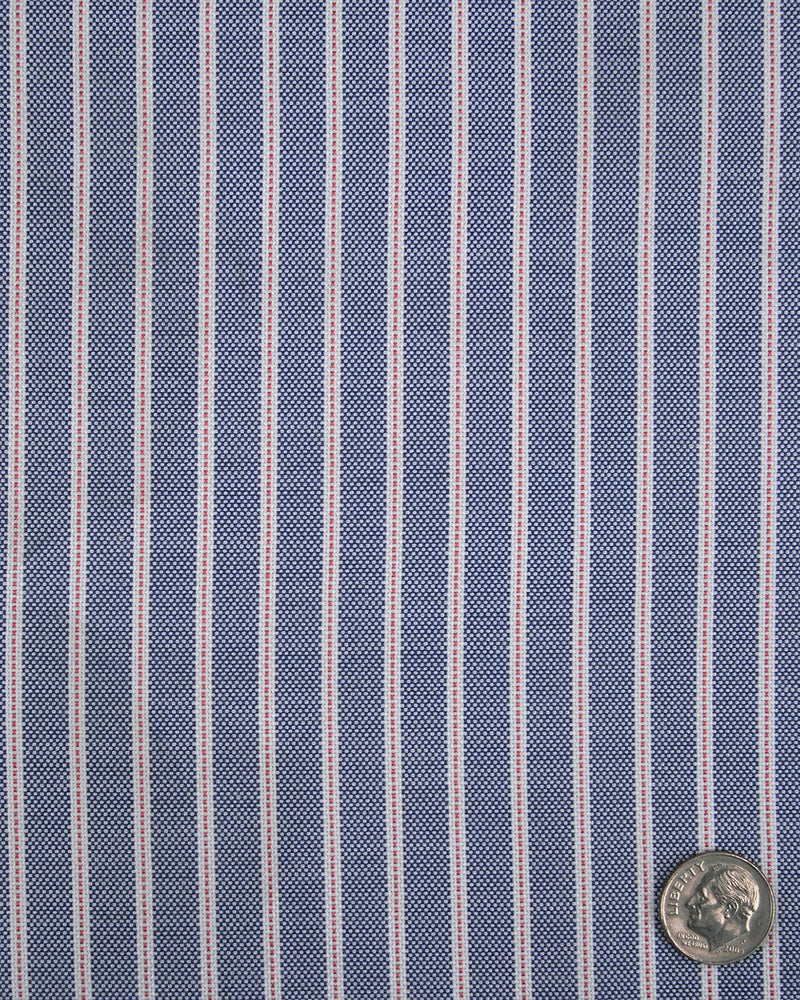 Navy Awning Red Pinstripes Oxford