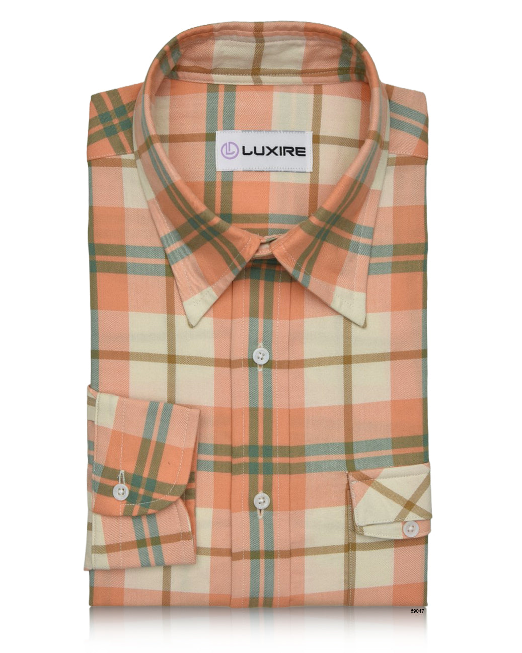 Orange Turquoise Cream Madras Checks Twill - 2