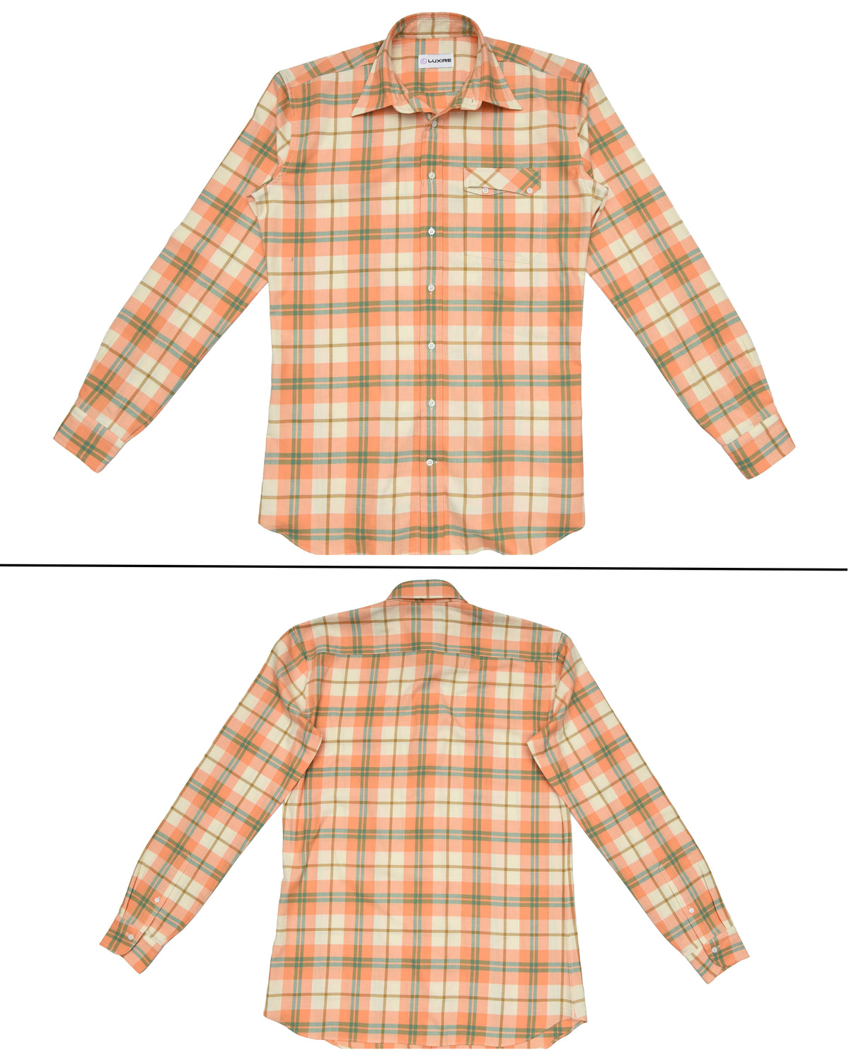 Orange Turquoise Cream Madras Checks Twill - 3