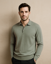 EZS Merino Wool Pale Olive  Long Sleeve Polo