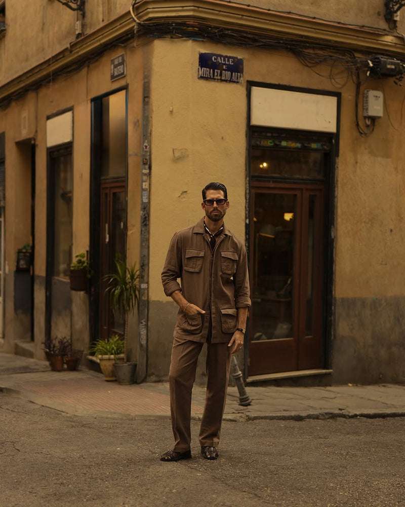 Linen Fresco Brown Shirt Jacket
