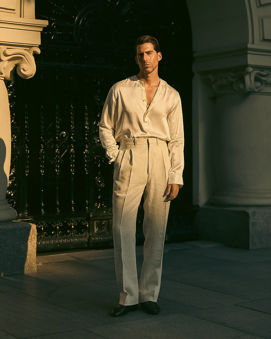 High Waisted Pants in Linen Suiting Muslin - 3