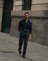Navy Cotton Twill High Rise Cargo Pant