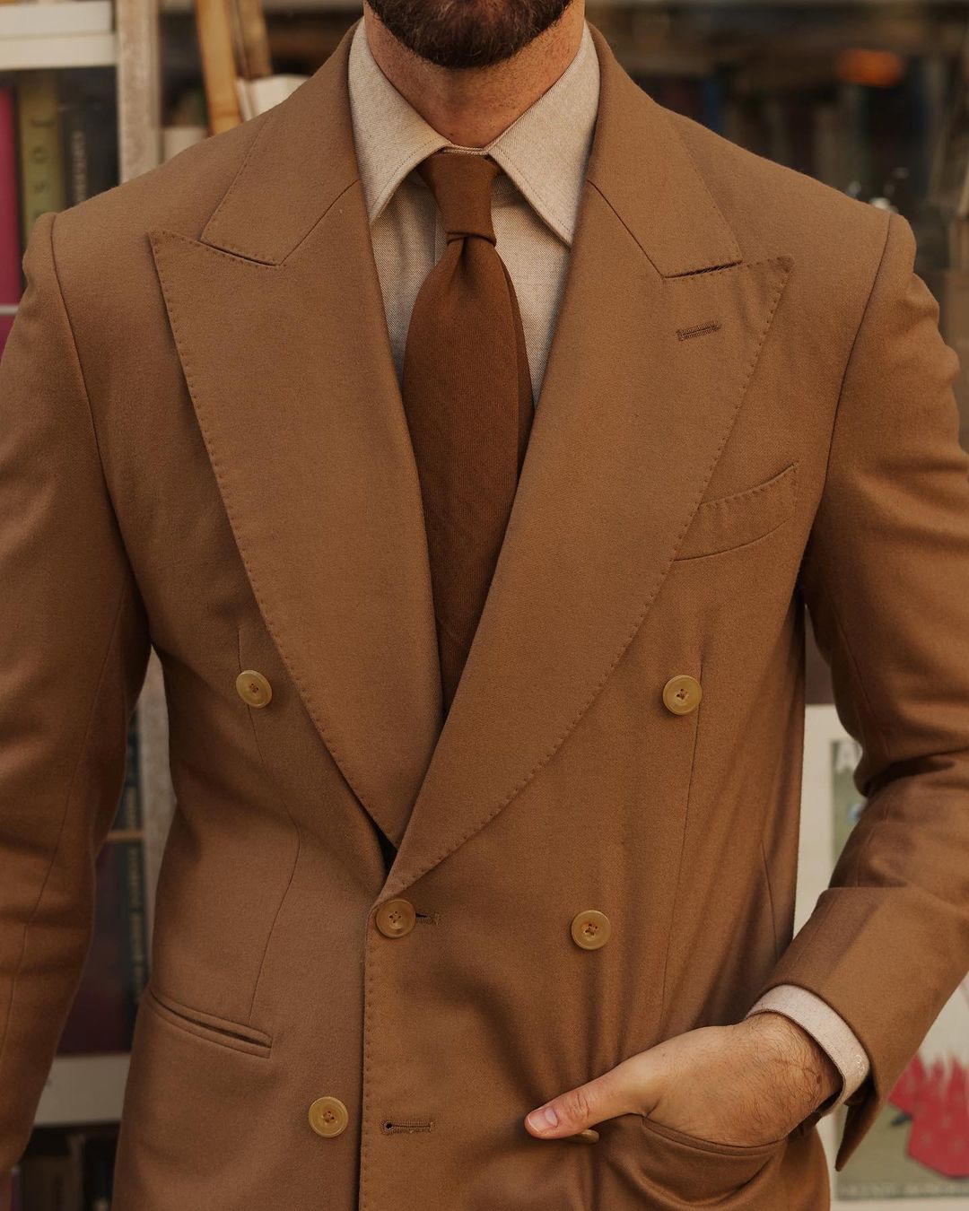 Vitale Barberis Canonico - Sand Wool Flannel High Rise Double Tab Pant - 6
