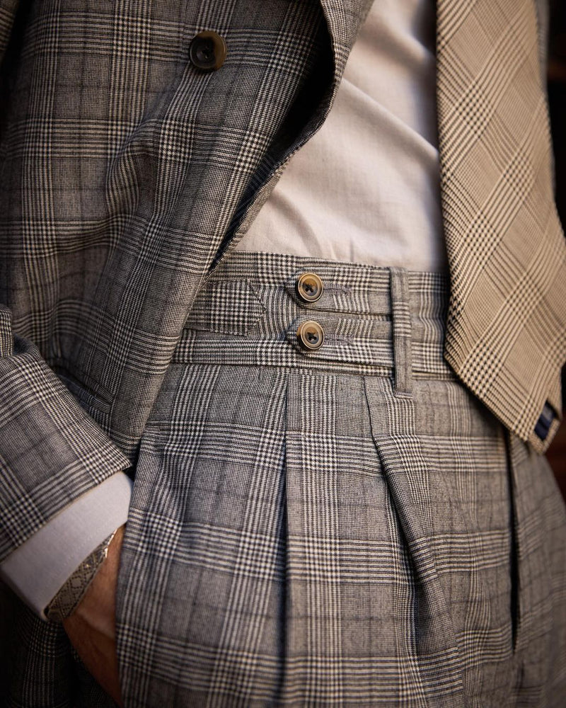 Drapers Black and White Glen Plaid Checks Suit