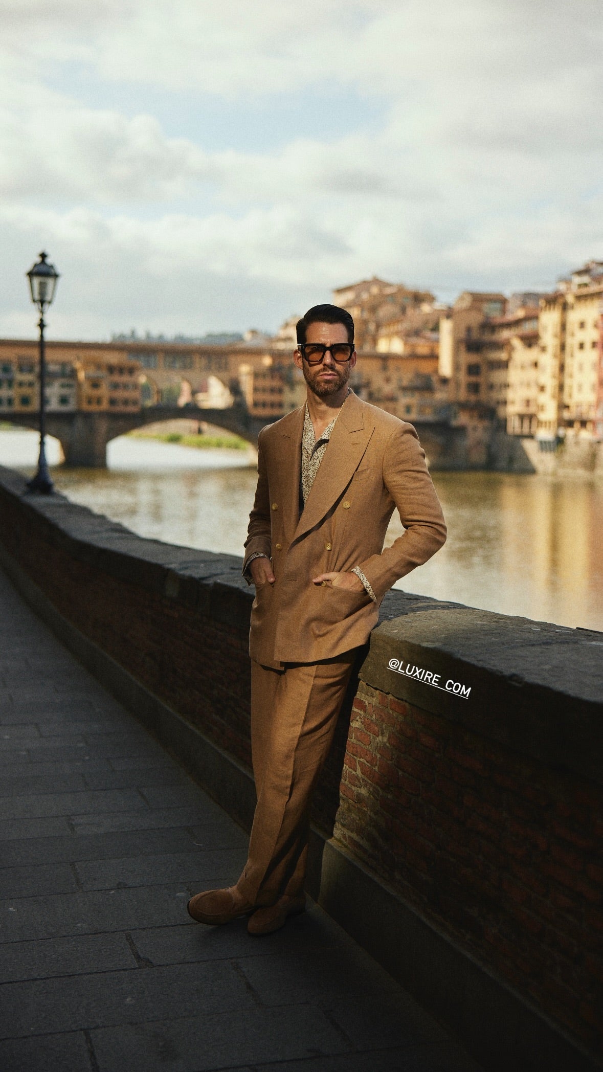 Pleated Golden Brown Linen Dress Pant