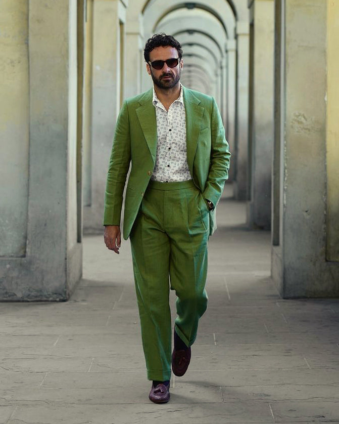 Linen Fern Green Suit - 1