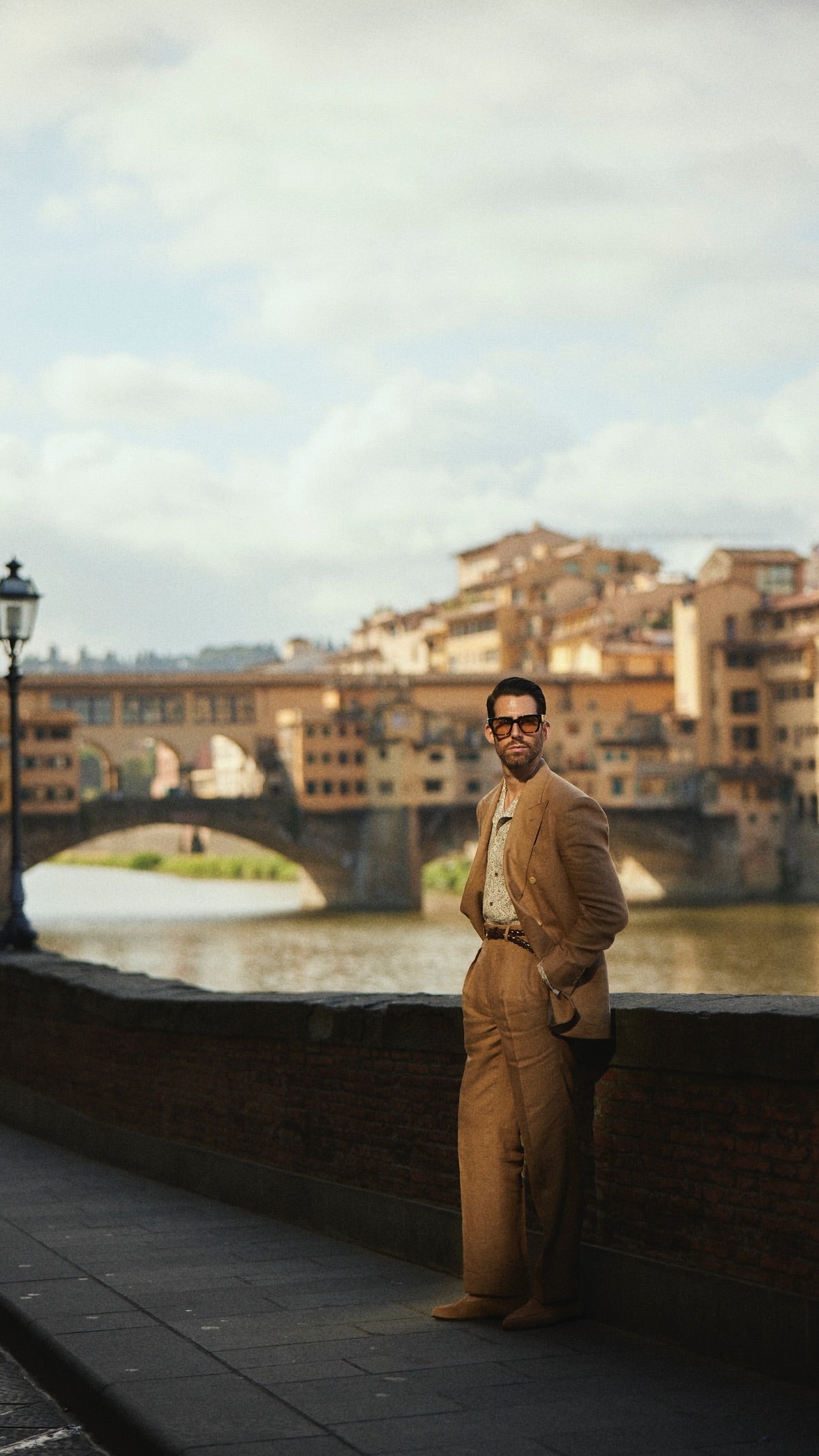 Pleated Golden Brown Linen Dress Pant