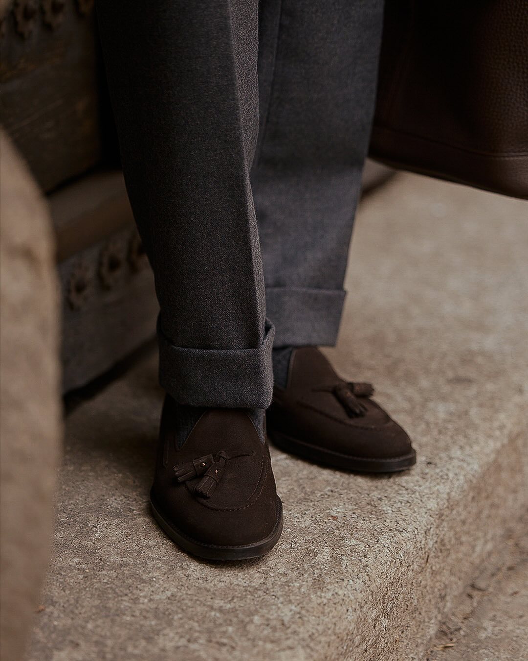 Custom Men's Gurkha Pant in Dugdale Dark Grey Wool Flannel