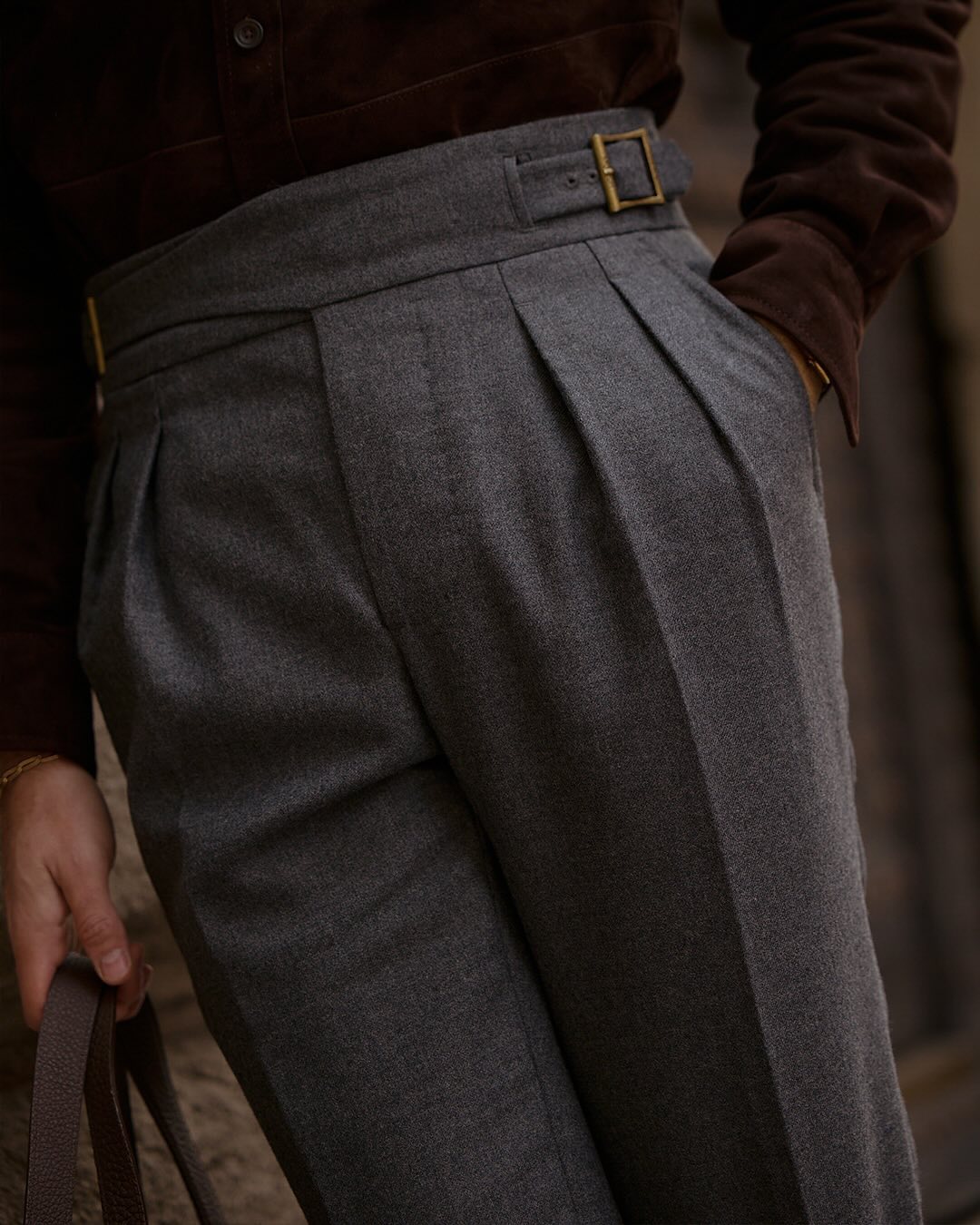 Custom Men's Gurkha Pant in Dugdale Dark Grey Wool Flannel