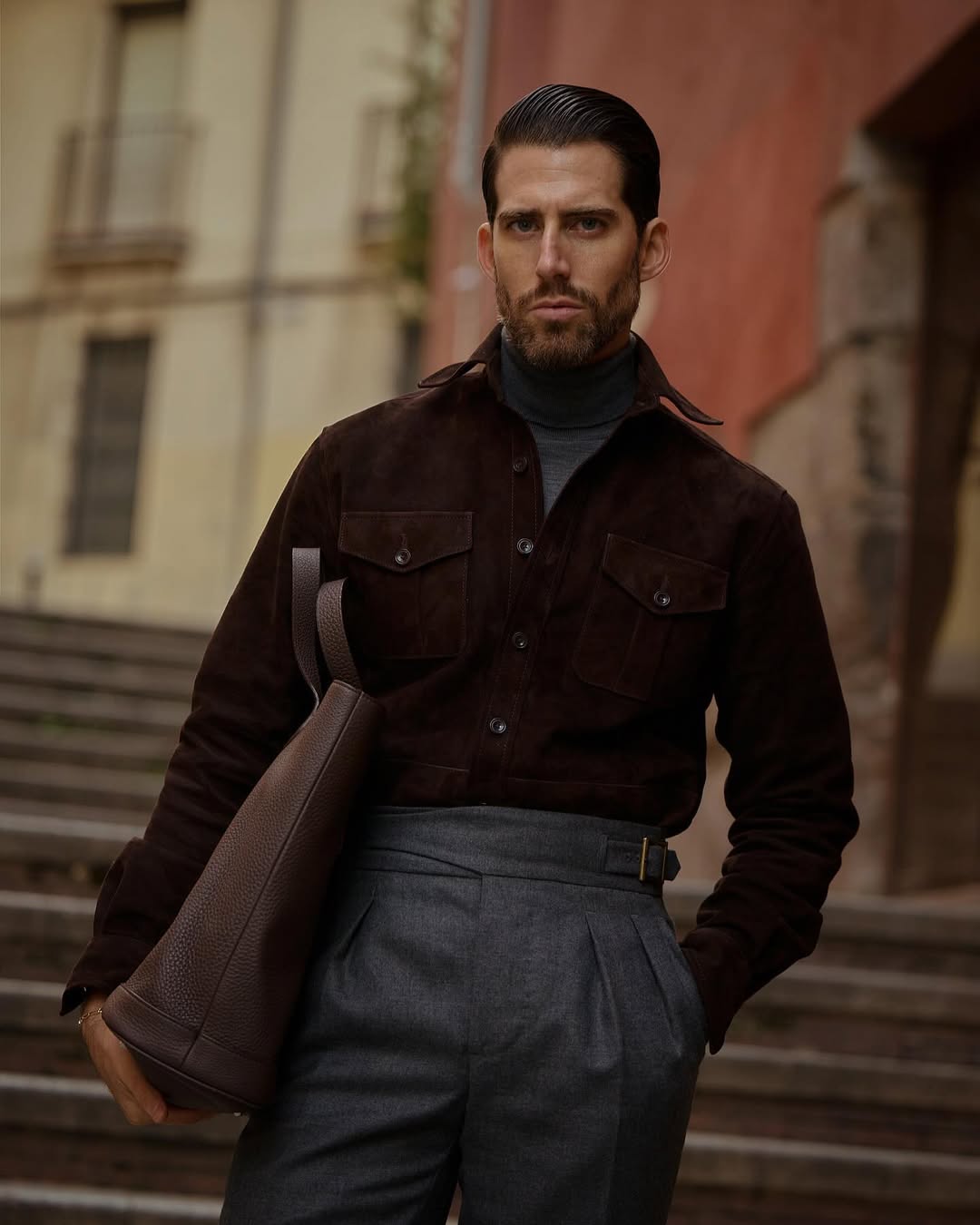 Custom Men's Gurkha Pant in Dugdale Dark Grey Wool Flannel