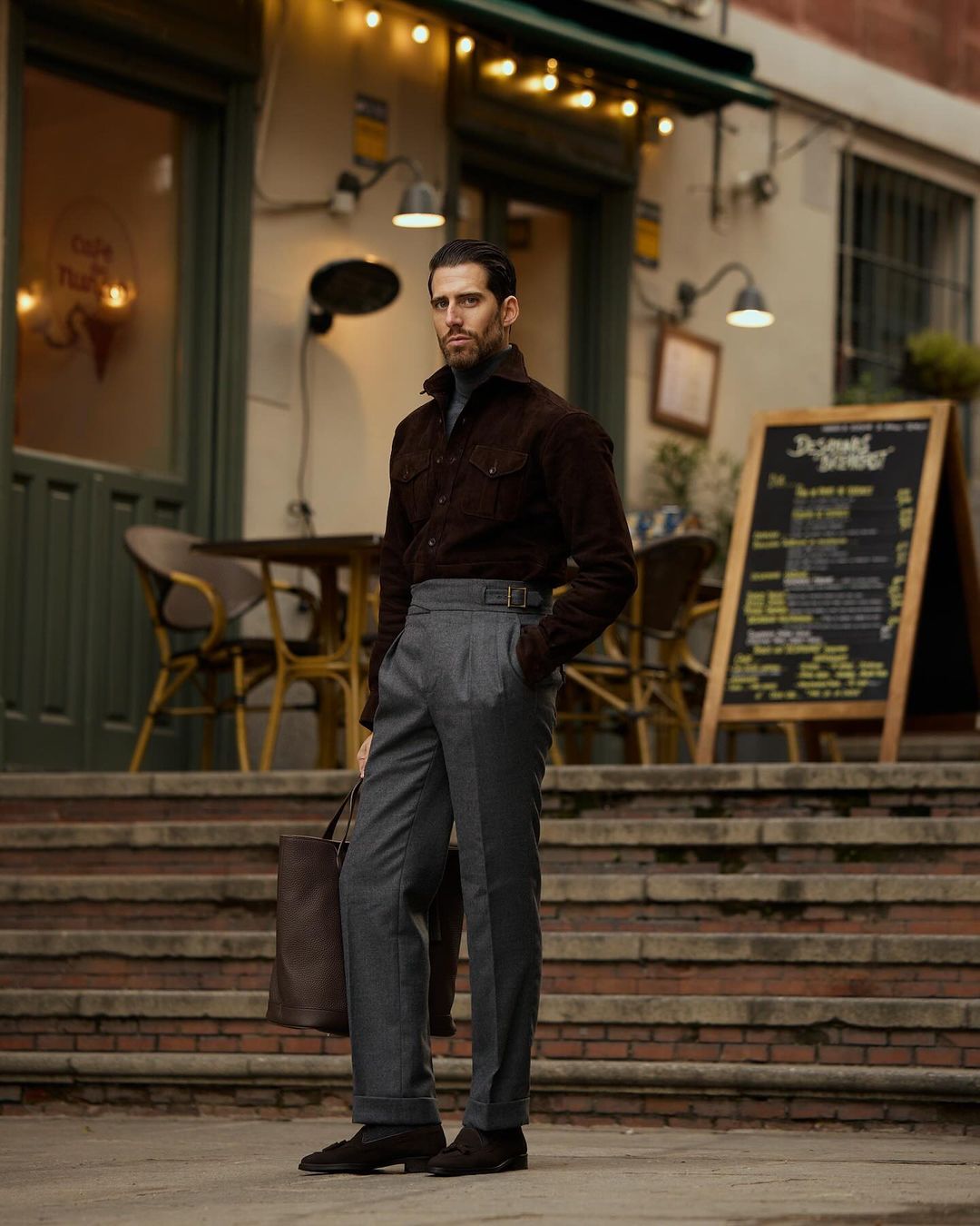 Custom Men's Gurkha Pant in Dugdale Dark Grey Wool Flannel