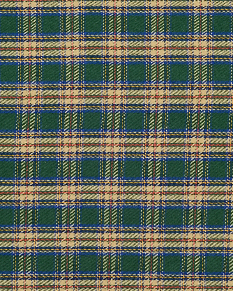 Green Yellow Blue Plaid Flannel Shirt
