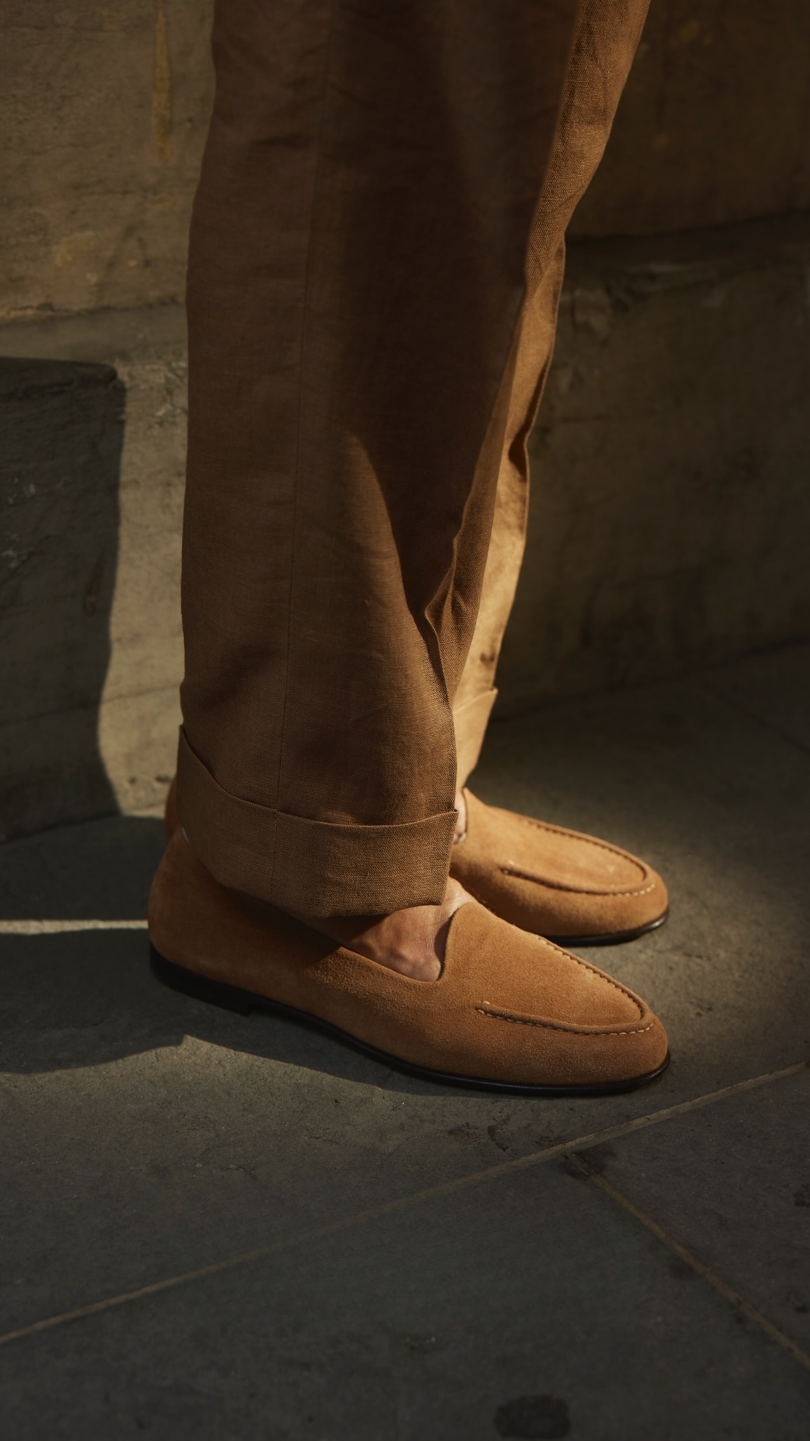 Pleated Golden Brown Linen Dress Pant