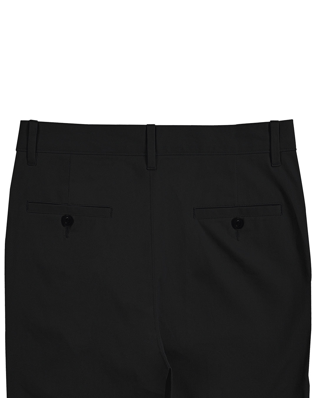 Back view of custom Genoa Chino pants for men by Luxire in black