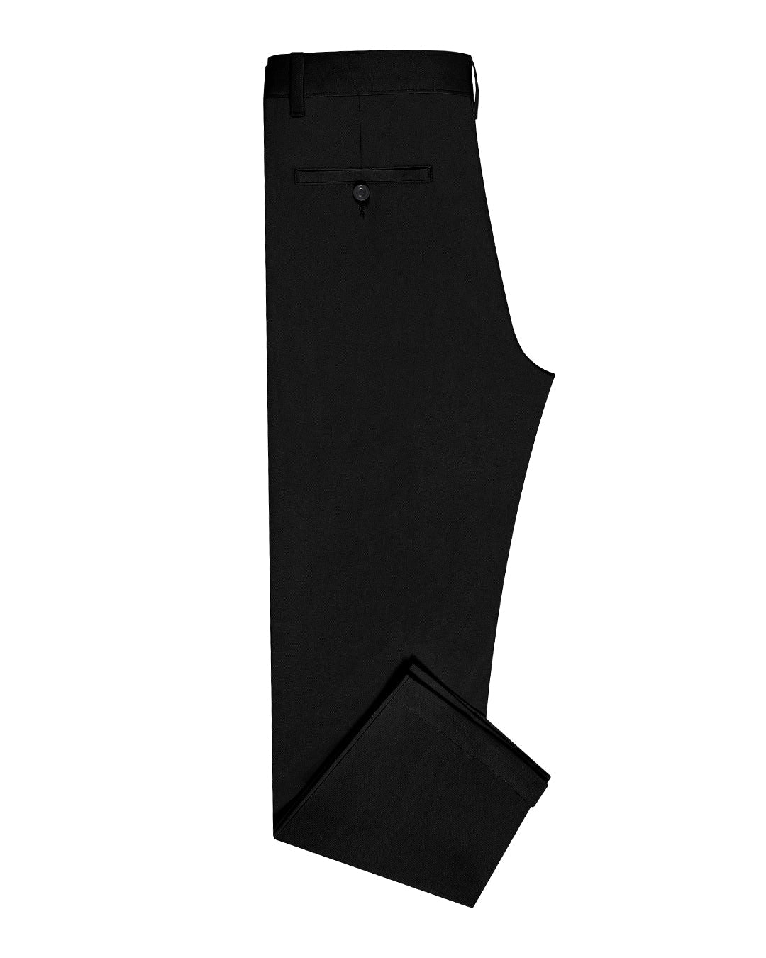 Side view of custom Genoa Chino pants for men by Luxire in black
