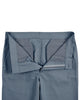 Open front view of custom Genoa Chino pants for men by Luxire in blueish grey