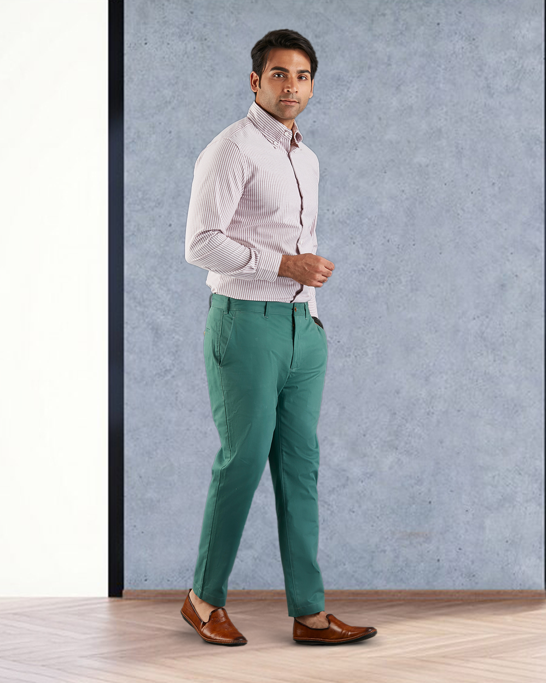REVERBERATE】CHINO TAILORED SET UP Genoa Fern Green Custom Chino REVERBERATE】CHINO TAILORED SET UP Genoa Fern Green Custom Chino