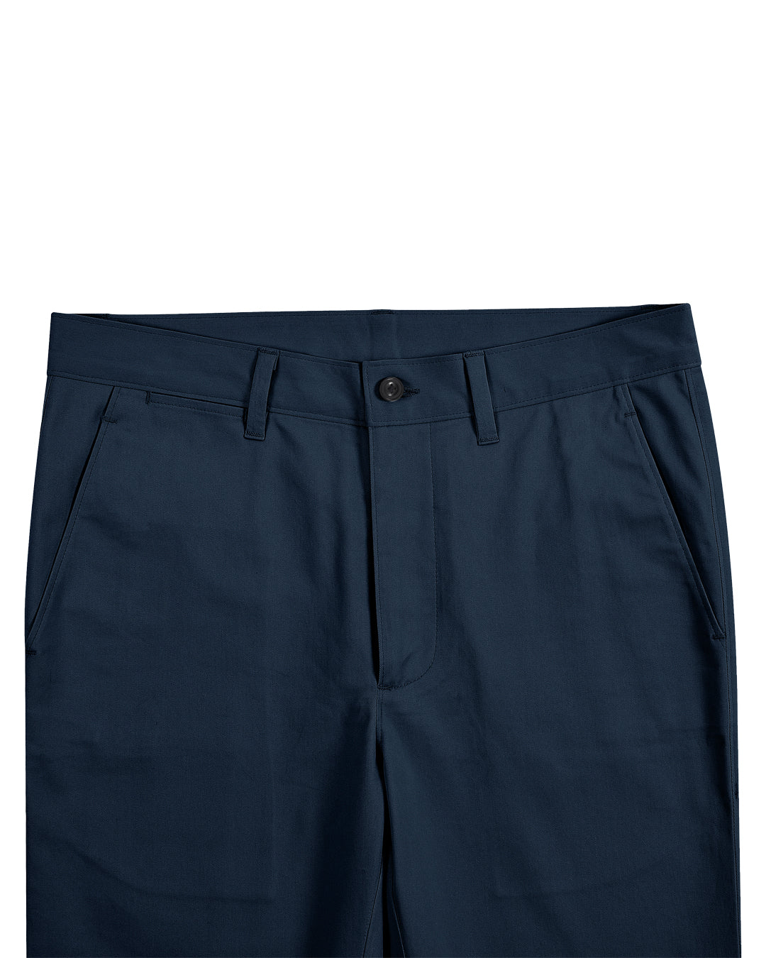Front view of custom Genoa Chino pants for men by Luxire in ink blue