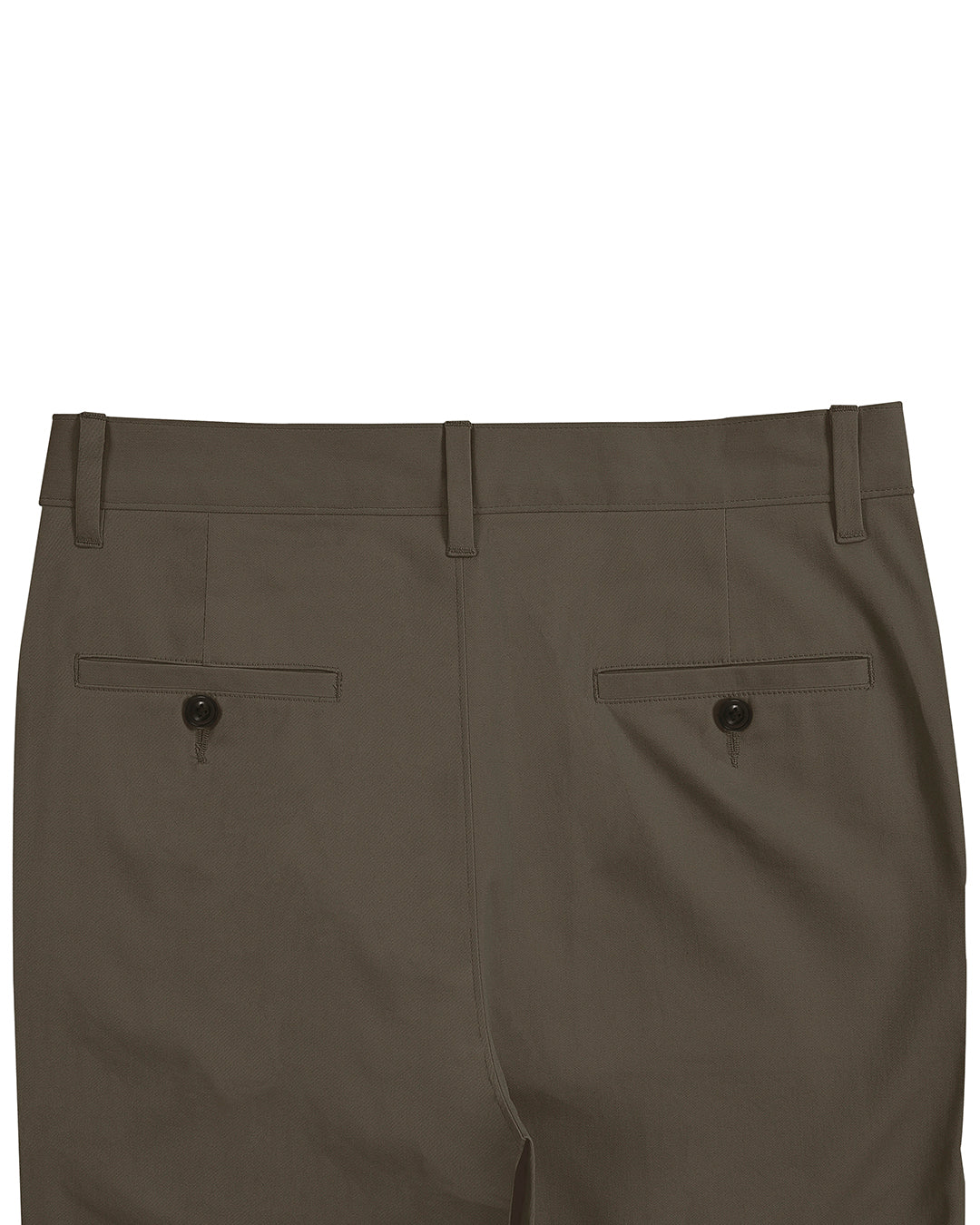 Back view of custom Genoa Chino pants for men by Luxire in khaki brown
