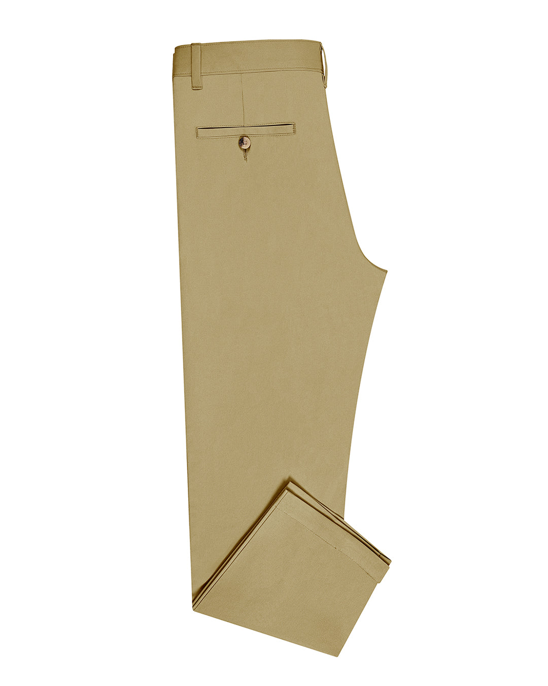 Side view of custom Genoa Chino pants for men by Luxire in khaki